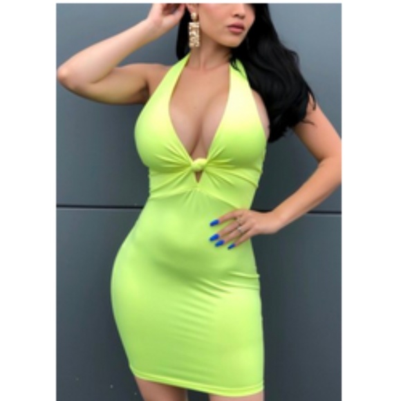 bright green bodycon dress